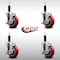 Service Caster 4'' SS Red Poly Swivel 1'' Expanding Stem Caster Set with Brake, 4PK SCC-SSEX20S414-PPUB-RED-TLB-1-4 - alternate 3